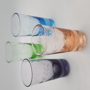 Vintage Colorful Etched MCM Shot Glasses